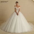 BEPEITHY Customized Plus Size Princess Wedding Dresses 2026 For Bride Off Shoulder Sleeveless Women Glitter Ball Bridal Gown
